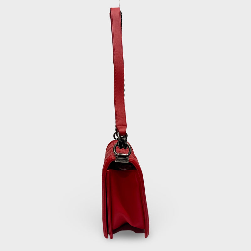 Chanel 2013-2014 Red Boy Lambskin Handbag