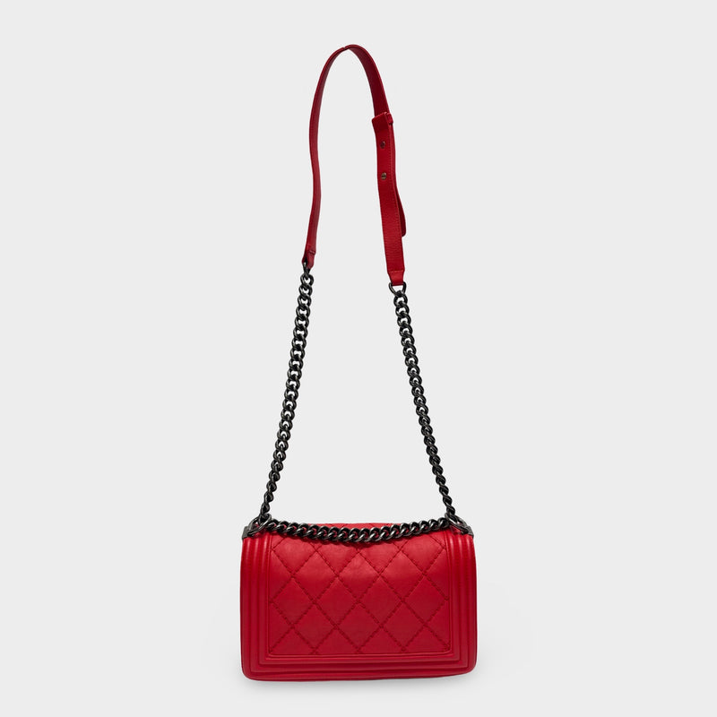 Chanel 2013-2014 Red Boy Lambskin Handbag