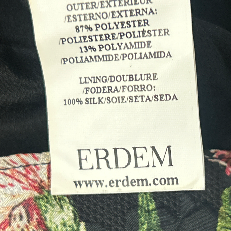 Erdem Black Floral Dress With Black Ribbon Accents