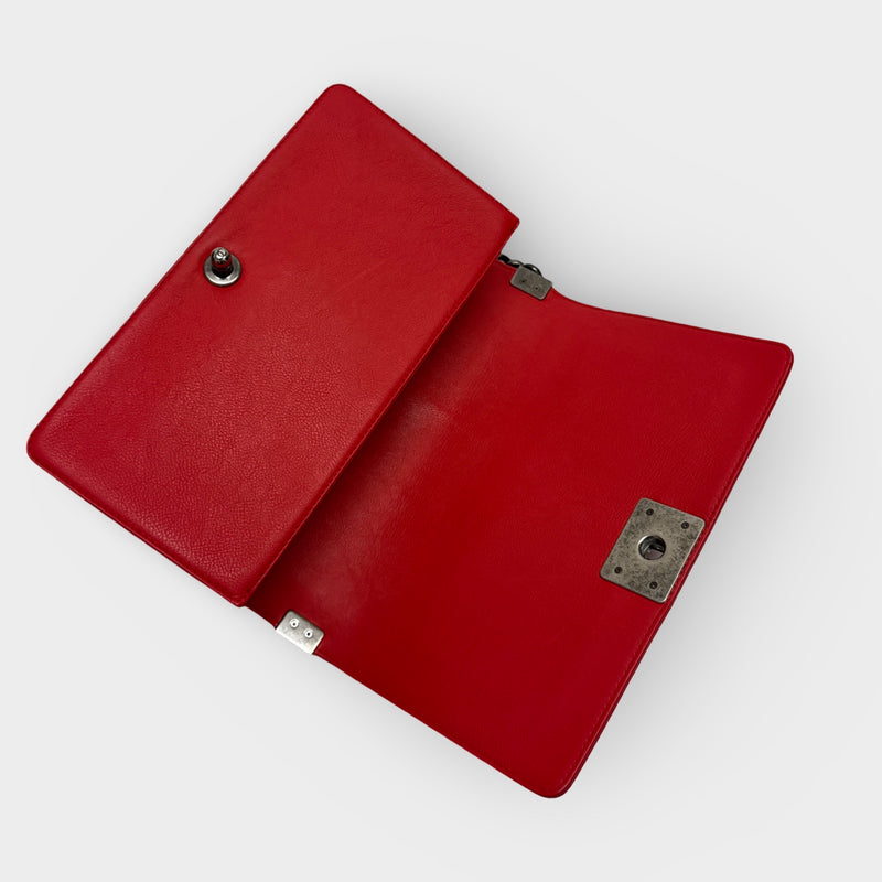 Chanel 2013-2014 Red Boy Lambskin Handbag