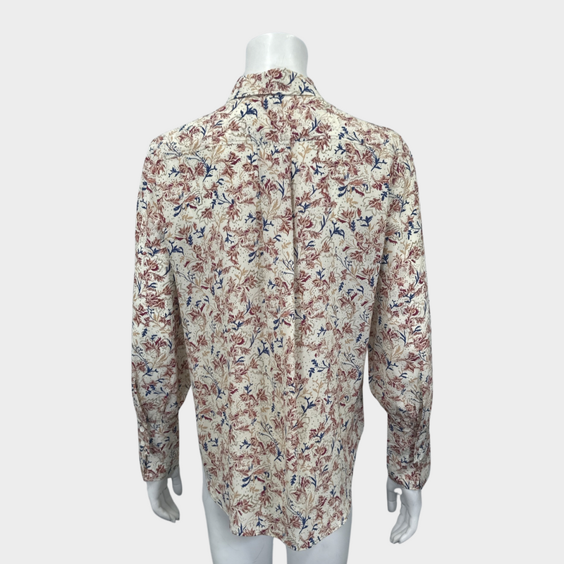 CHLOÉ women's ecru floral print silk long-sleeved shirt