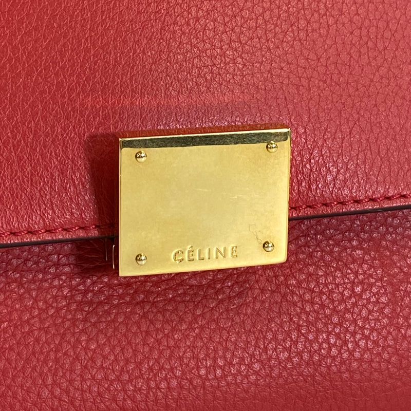 Céline women's red leather and suede medium Trapeze handbag