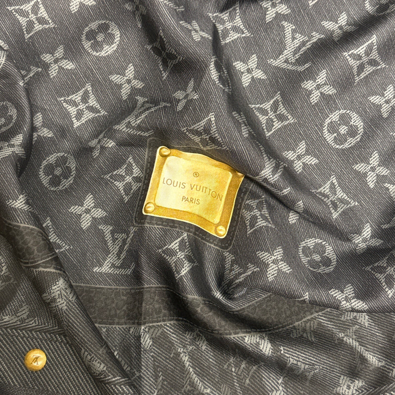 Louis Vuitton Monogram Print Grey and Black Square Scarf