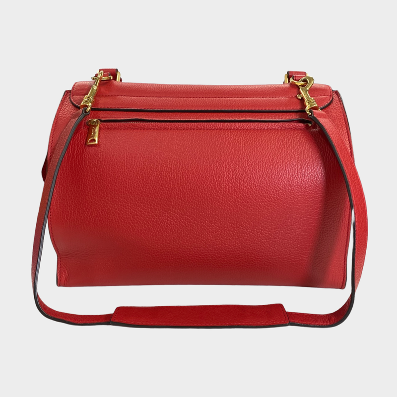 Céline women's red leather and suede medium Trapeze handbag