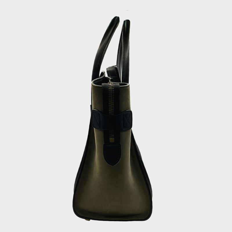 CÉLINE blue and beige leather micro luggage handbag