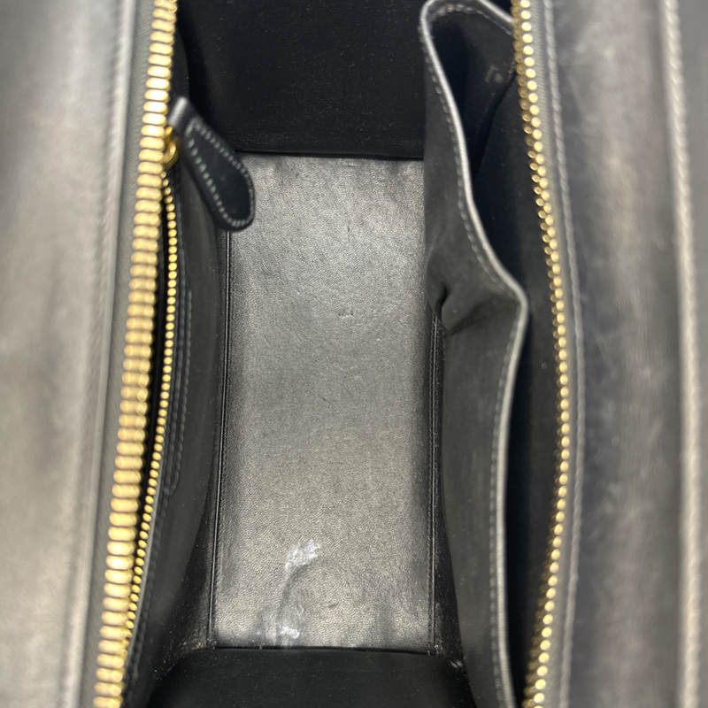CÉLINE blue and beige leather micro luggage handbag