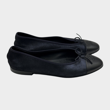Chanel navy store ballet flats