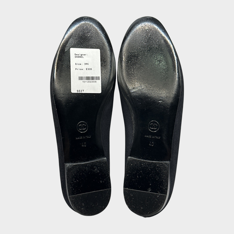 Chanel navy shimmering calfskin ballet flats