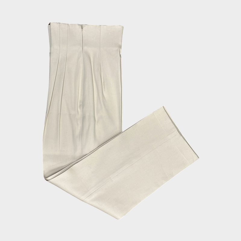 Alaía women's beige cotton high-waisted pleated trousers
