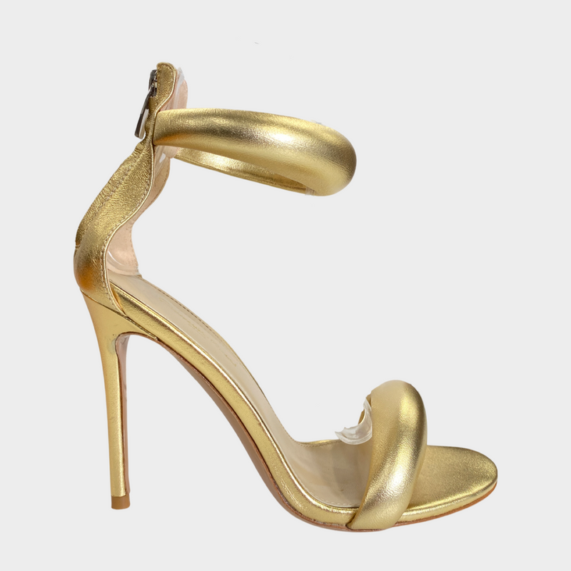 Gianvito Rossi Bijoux gold leather sandal heels