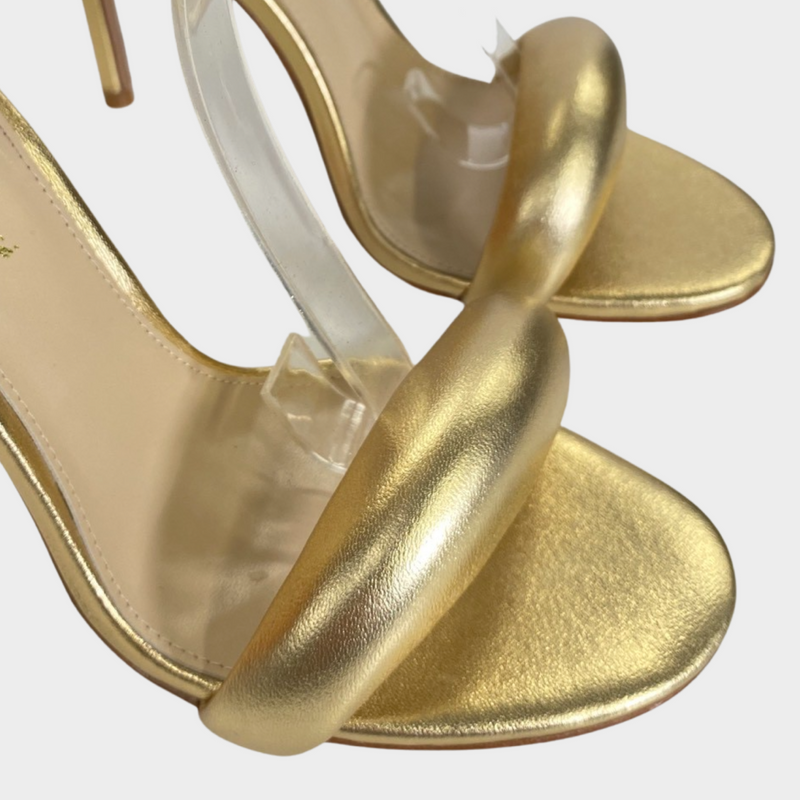 Gianvito Rossi Bijoux gold leather sandal heels