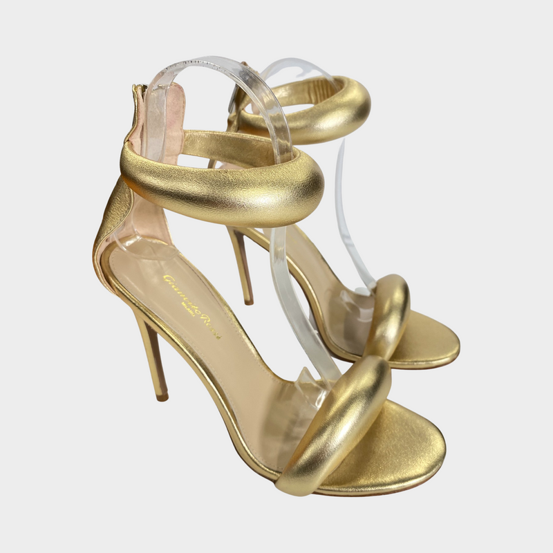 Gianvito Rossi Bijoux gold leather sandal heels