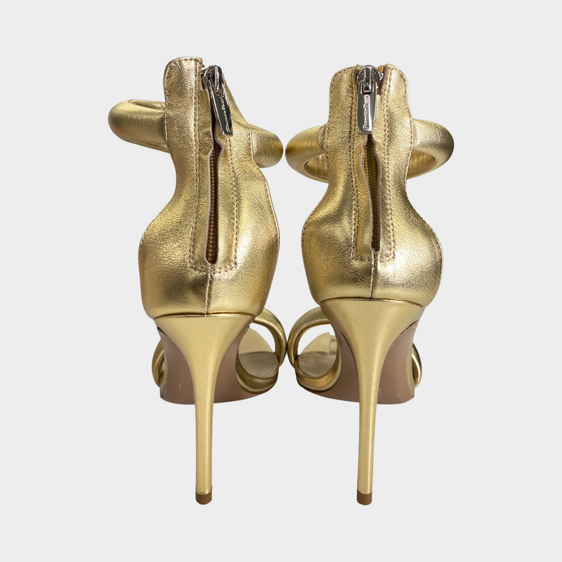 Gianvito Rossi Bijoux gold leather sandal heels