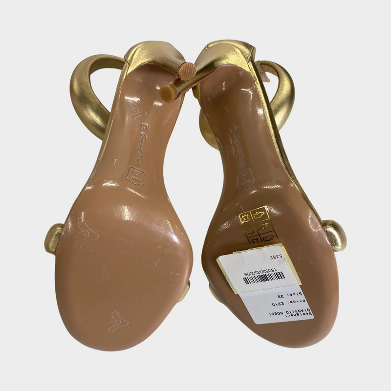Gianvito Rossi Bijoux gold leather sandal heels