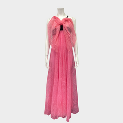 Givenchy women's pink and black bow lace evening gown