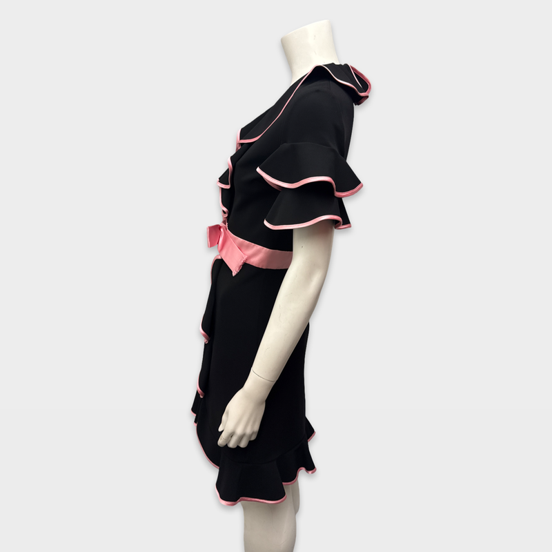 GUCCI Black and Pink bow ruffle dress