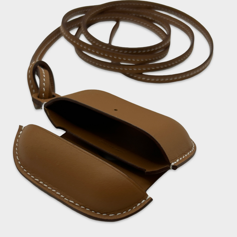 Hermes Unisex Tan Leather Airpods Pro Case