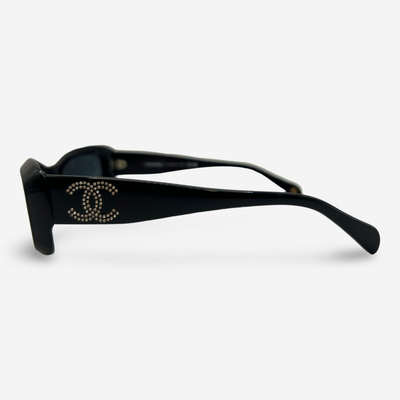 Chanel Women's Y2K Era Black Diamante Sunglasses