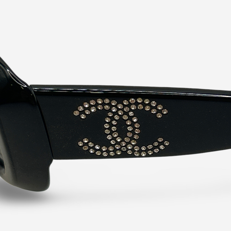 Chanel Women's Y2K Era Black Diamante Sunglasses