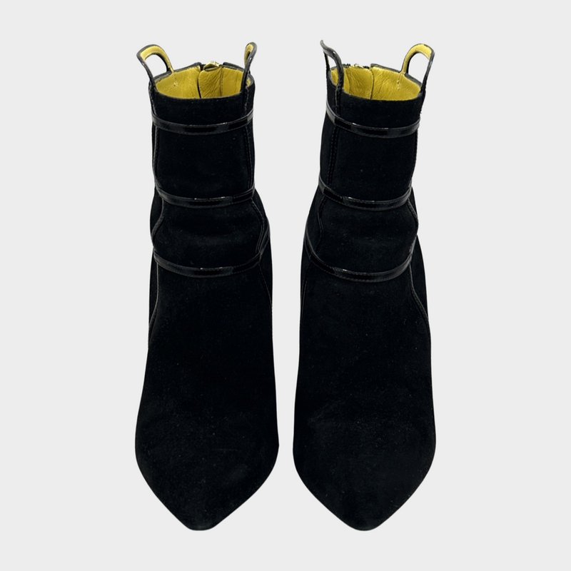 Charlotte Olympia black suede heeled ankle boots