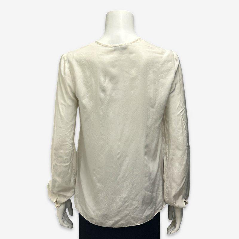 Emilio Pucci Women's Ecru Silk Ruffle Blouse