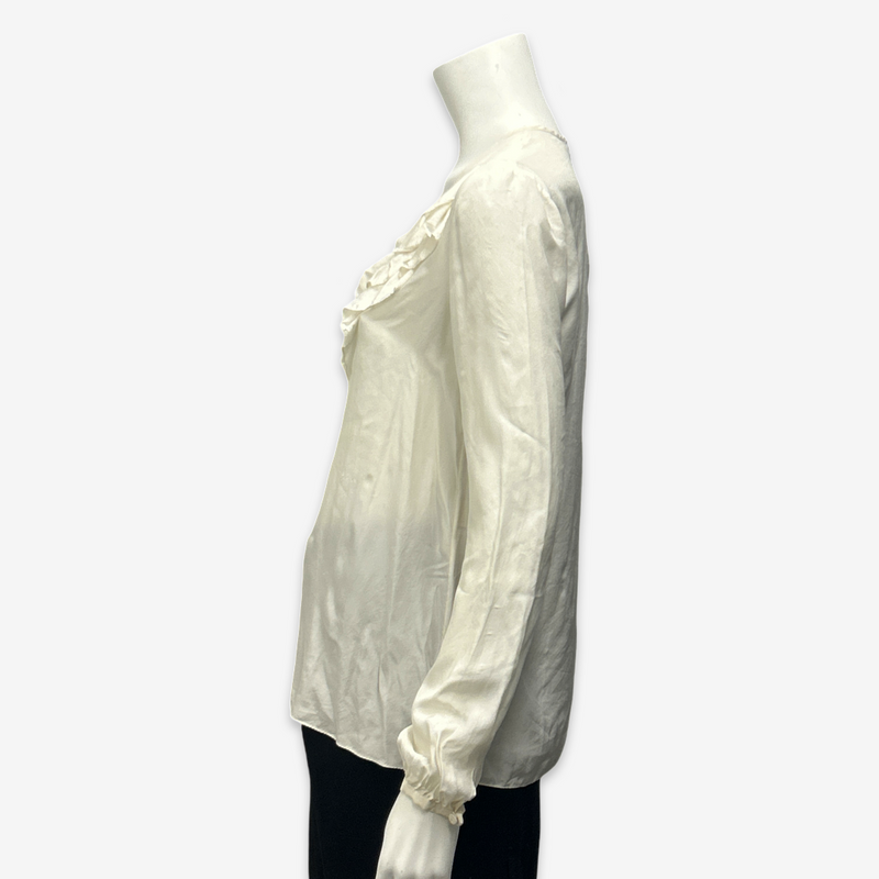 Emilio Pucci Women's Ecru Silk Ruffle Blouse