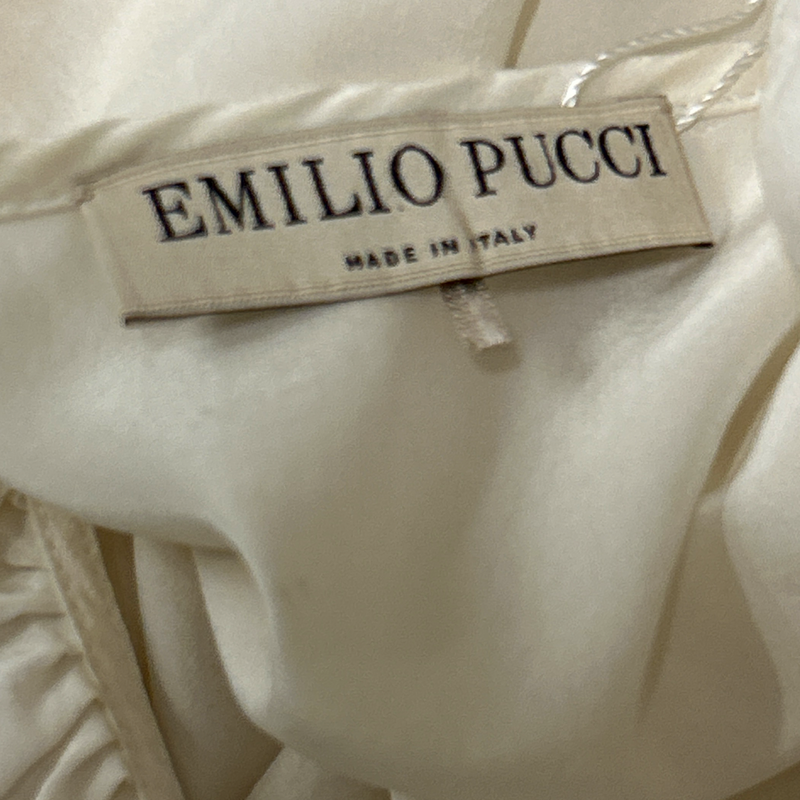Emilio Pucci Women's Ecru Silk Ruffle Blouse