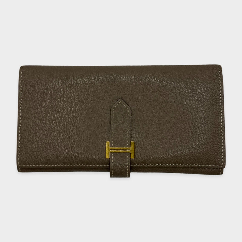 Hermès Bearn wallet in etoupe leather