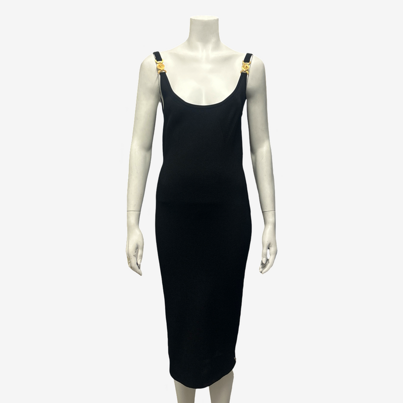 Versace Women's Black Bodycon Dress With Gold Accents