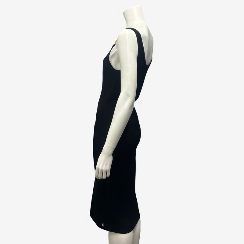 Versace Women's Black Bodycon Dress With Gold Accents