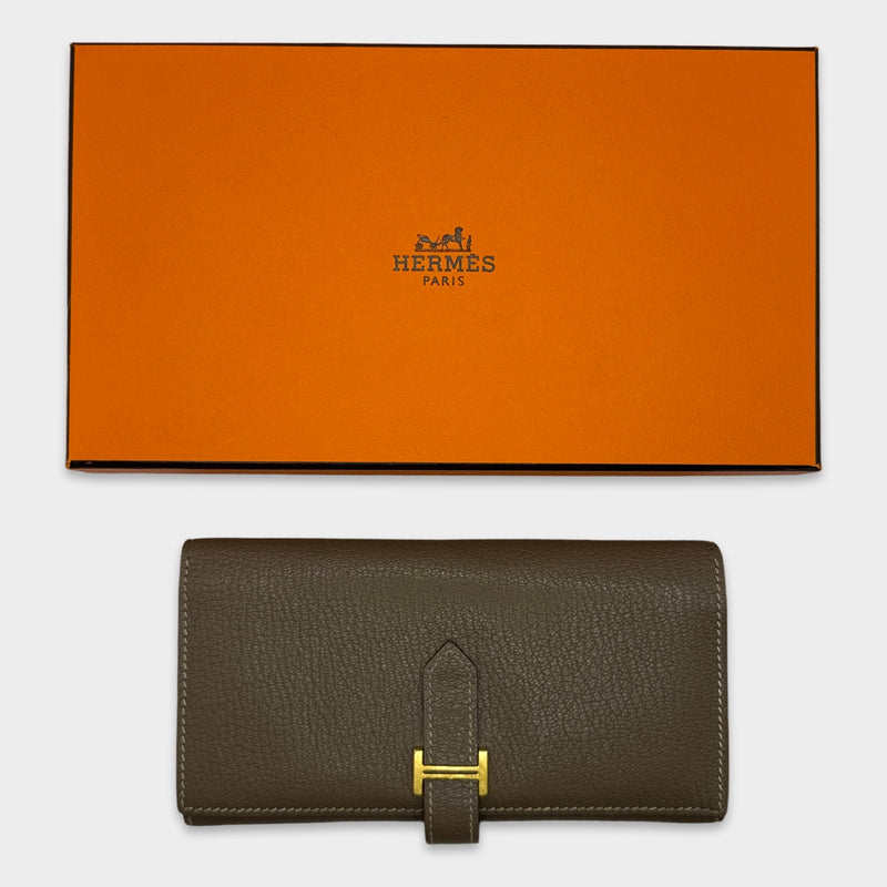 Hermès Bearn wallet in etoupe leather
