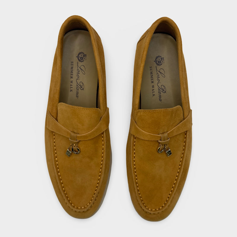 Loro Piana Women's Suede Summer Charms Tan Yellow Loafers