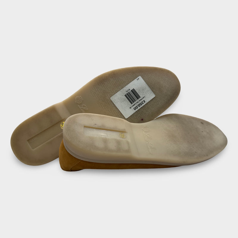 Loro Piana Women's Suede Summer Charms Tan Yellow Loafers
