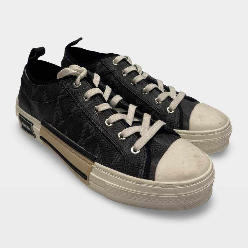 Dior Men's B23 Low Top Black CD Diamond Sneakers