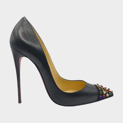 Christian Louboutin black leather heels with multicolour studs