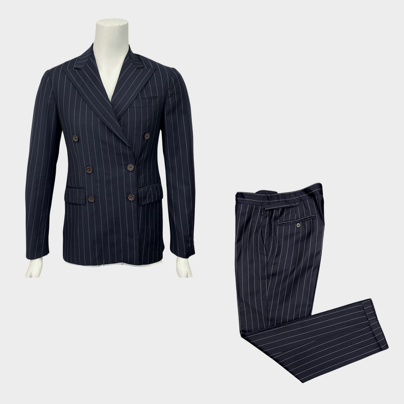 Polo Ralph Lauren men's navy and white striped wool set of blazer and trousers