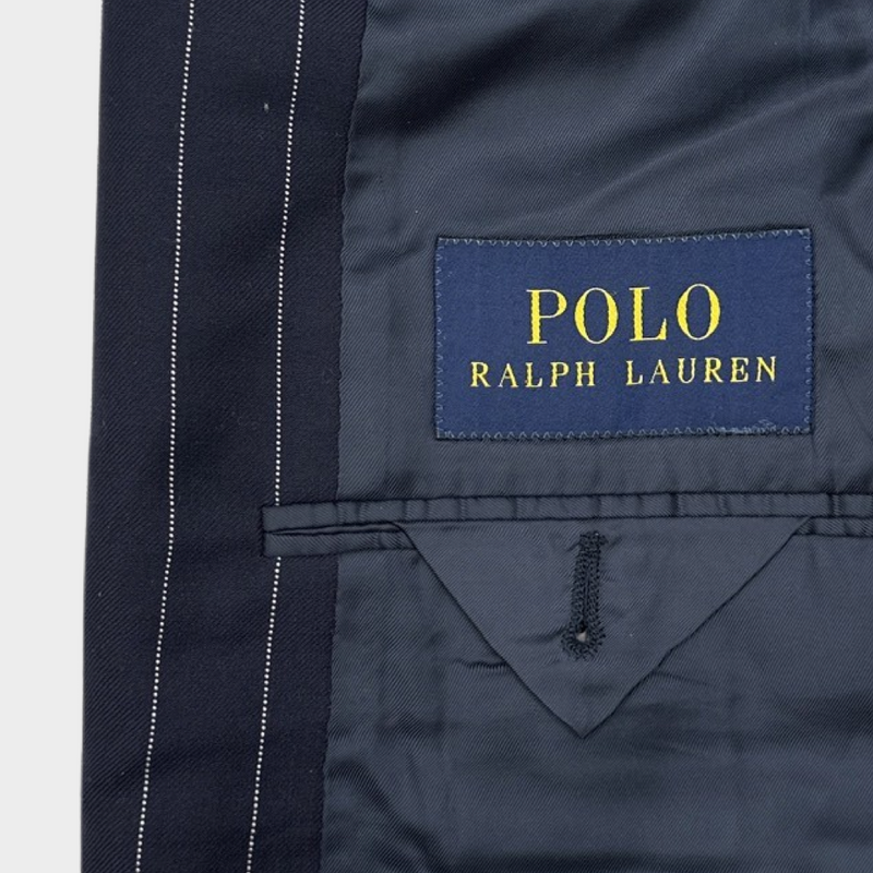 Polo Ralph Lauren men's navy and white striped wool set of blazer and trousers
