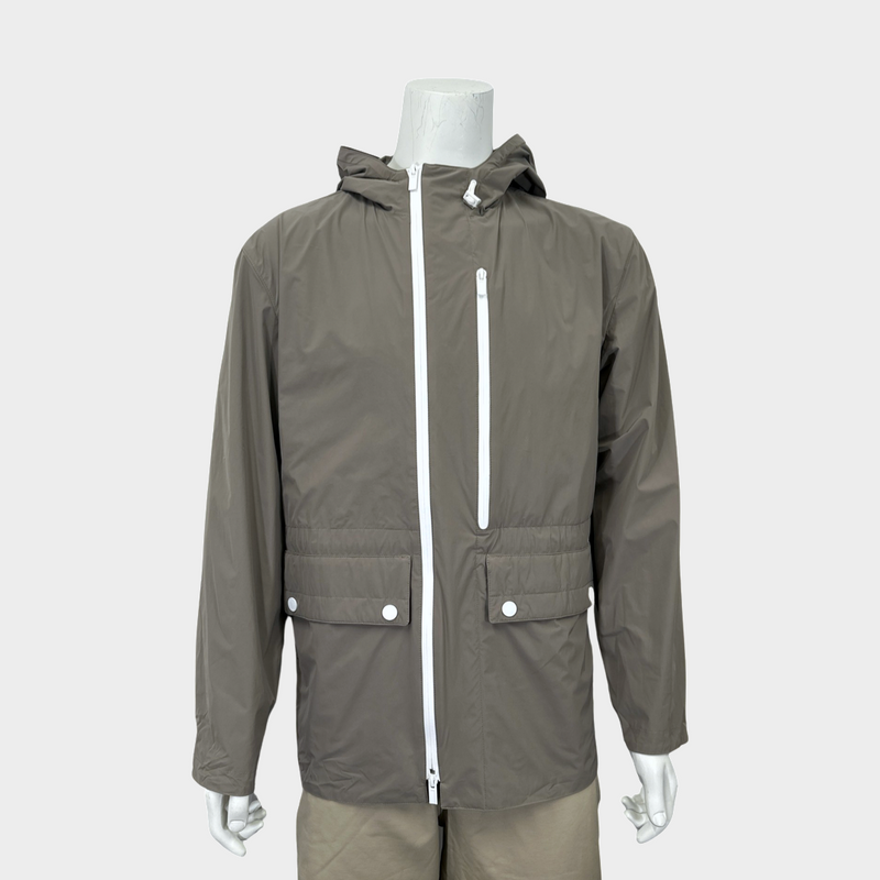 Hermes men's grey nylon rain jacket
