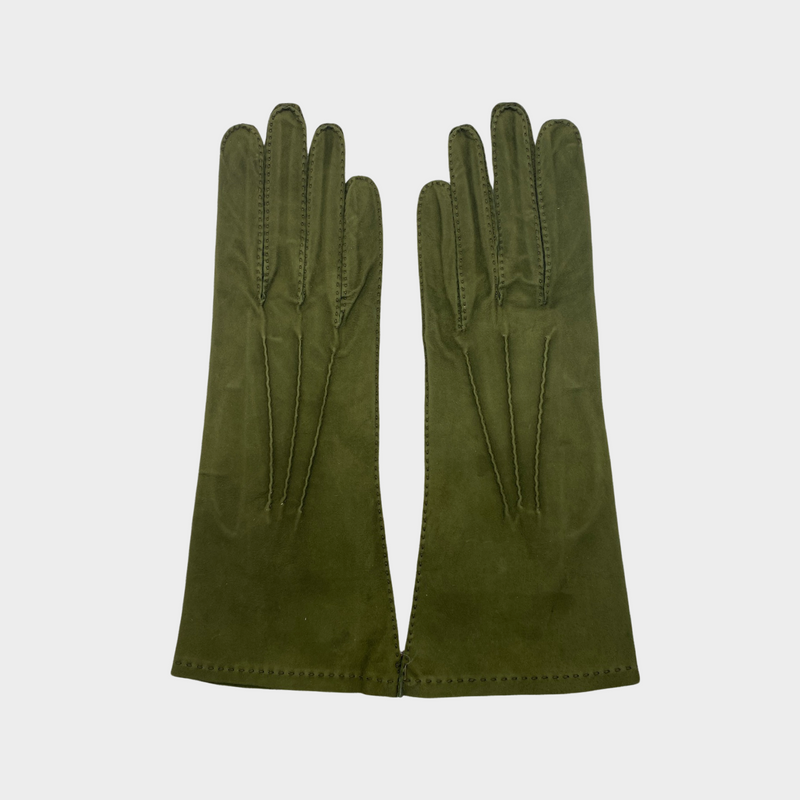 Hermès women's olive suede gloves