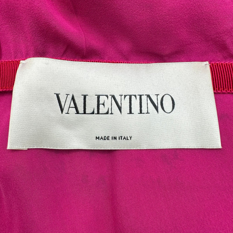 Valentino Pink and Red Printed Silk-Chiffon Maxi Long Dress