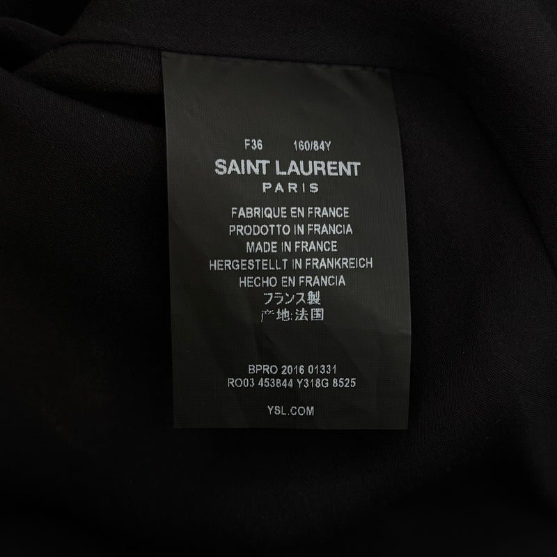 Saint Laurent Black Silk Dress with Pink, Red and White Floral Pattern