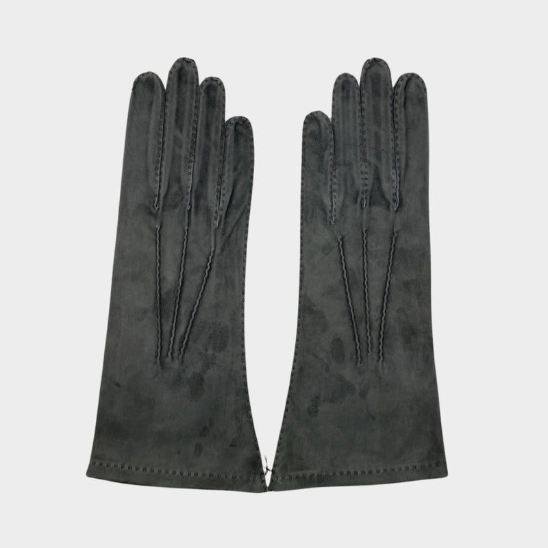 Hermès women's grey suede gloves