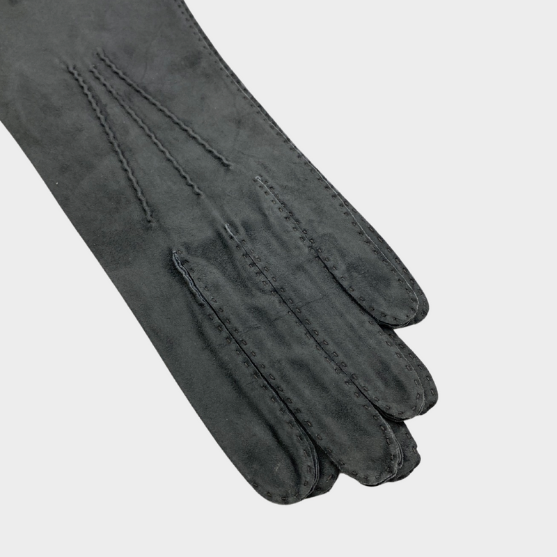 Hermès women's grey suede gloves