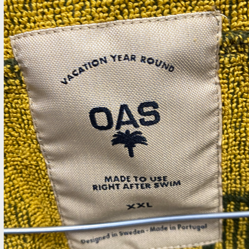 Oas men's green and yellow cotton towel-effect shirt