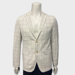 Fendi Men's White Grid Pattern viscose Blazer