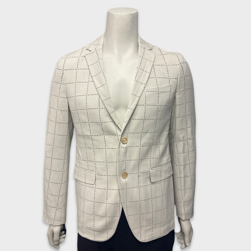 Fendi Men's White Grid Pattern viscose Blazer