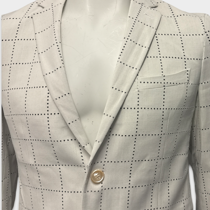 Fendi Men's White Grid Pattern viscose Blazer