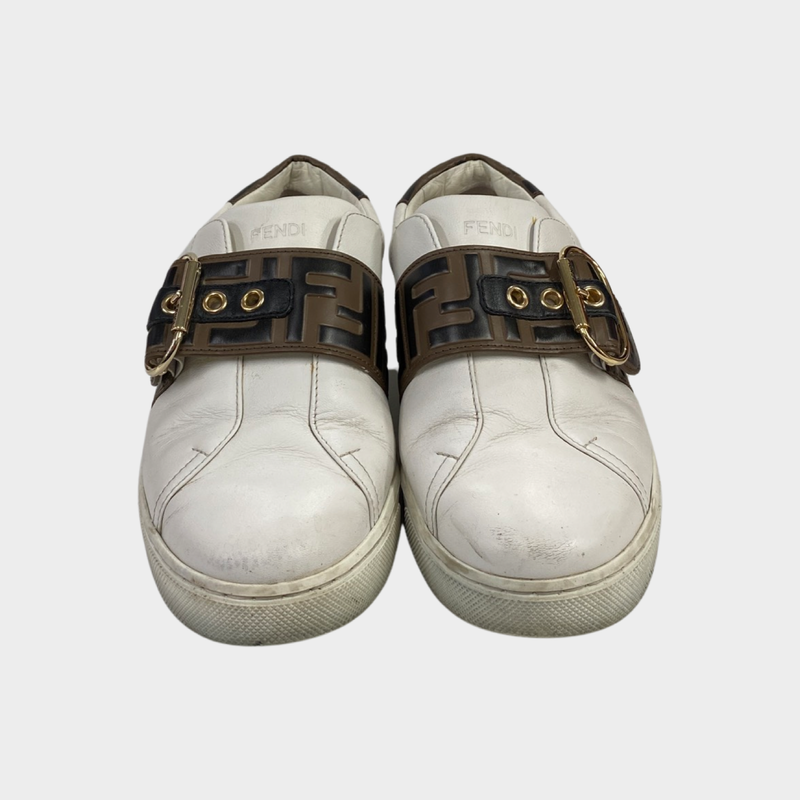 Fendi women’s white trainers with monogram belt