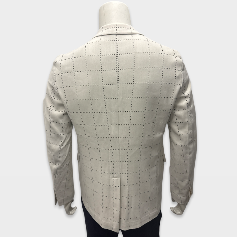 Fendi Men's White Grid Pattern viscose Blazer