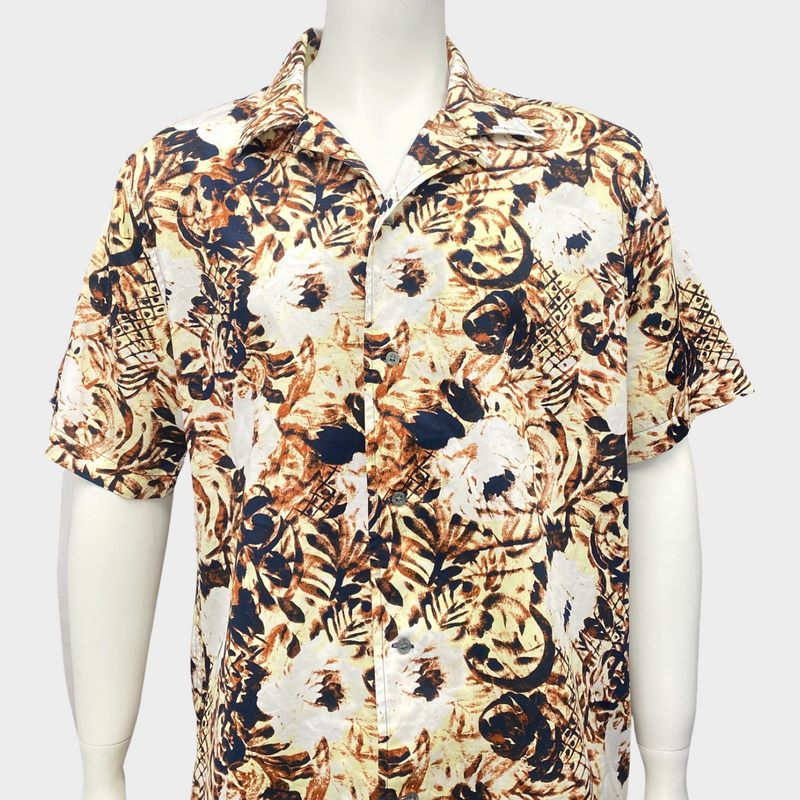 John Varvatos men's cotton floral print shirt